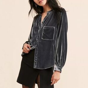 Anthropologie Pilcro Velvet Button-Down Shirt, NEW